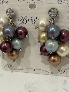 NWT Brighton Pearl-icious Multi Post Drop Cluster Earrings